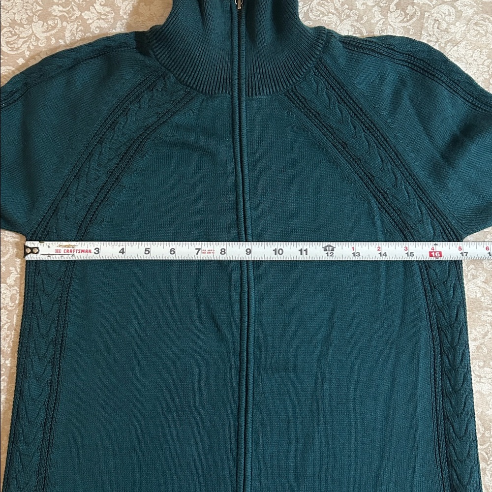 Indigenous ~ Hand Loomed in Peru Teal Long Line Cardigan Sweater Size Small - Picture 10 of 12